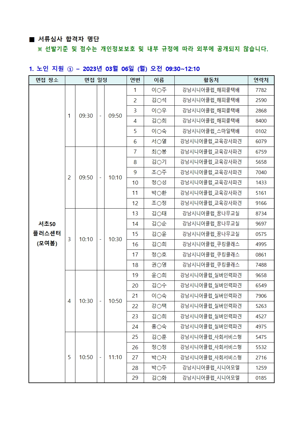 [2023년+서초50%2B+보람일자리]+서류+합격자+공고+(익명)002.jpg