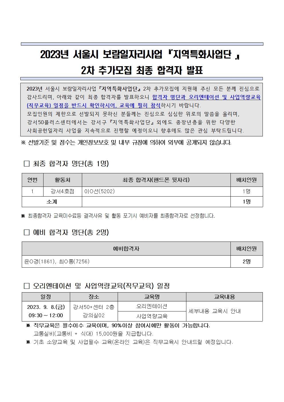 1.2023년+서울시+보람일자리사업+『지역특화사업단+』+2차+추가모집+최종합격자+발표001.jpg