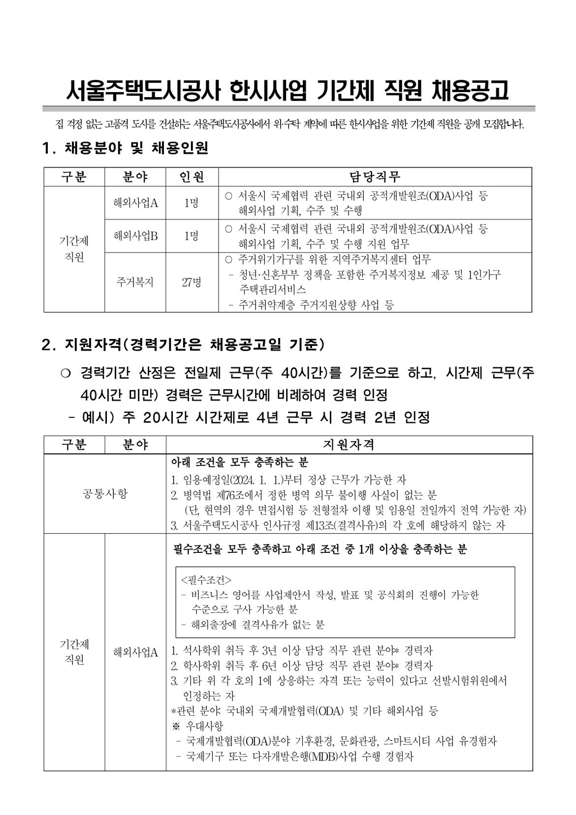 서울주택도시공사+한시사업+기간제+직원+채용공고_231124_page-0001.jpg